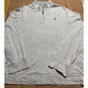 Polo Ralph Lauren Beige Cotton Viscose 1/4 Zip Pullover Pony Sweater Sz XXL‎